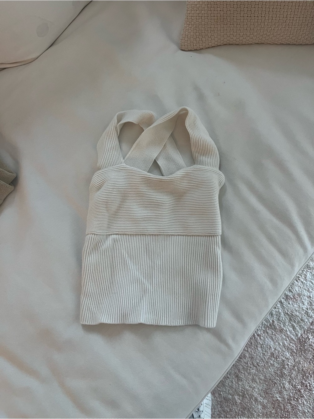 Abercrombie & Fitch Cream Ribbed Crossback Tank